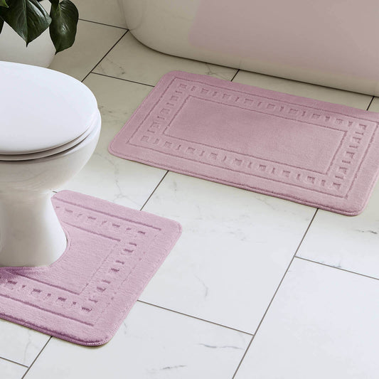 Armoni Bath Mat and Pedestal Mat Set Blush Pink