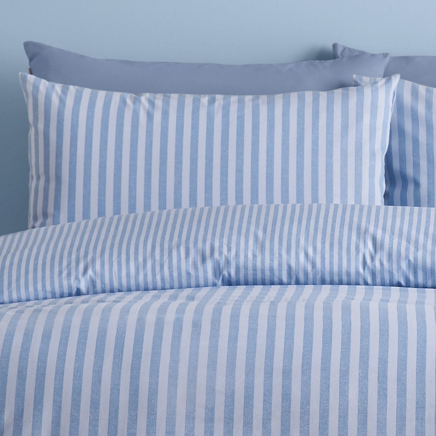 Catherine Lansfield Epping Textured Stripe Blue Duvet Cover Set