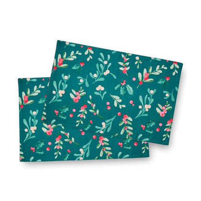 Christmas Holly And Mistle Toe Green Placemat - 30x46 cm