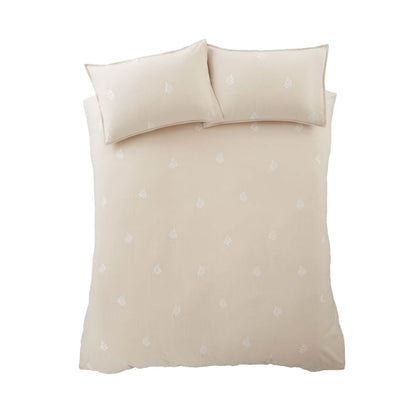 Bianca Fine Linens Leaf Embroidered Cotton Bedding Duvet Cover Set Natural