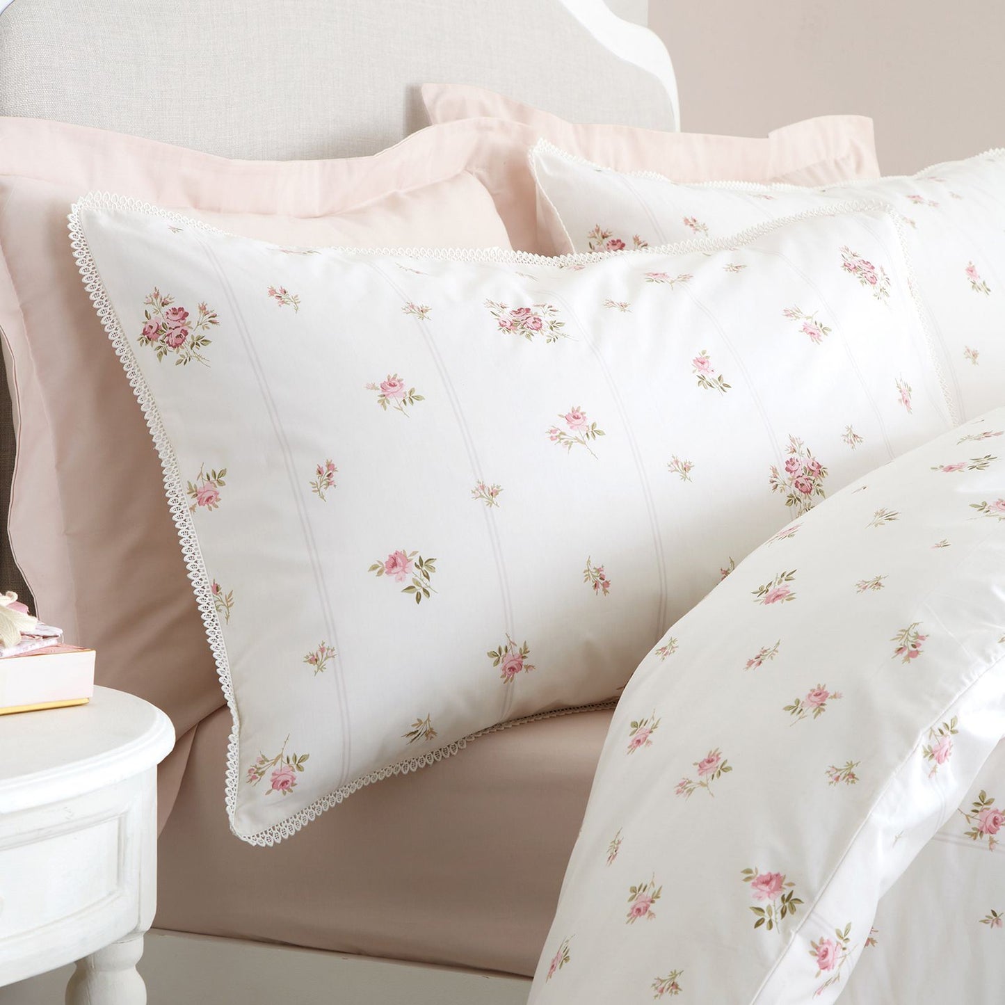 Bianca Vintage Rosebud Lace Cream Duvet Cover Set