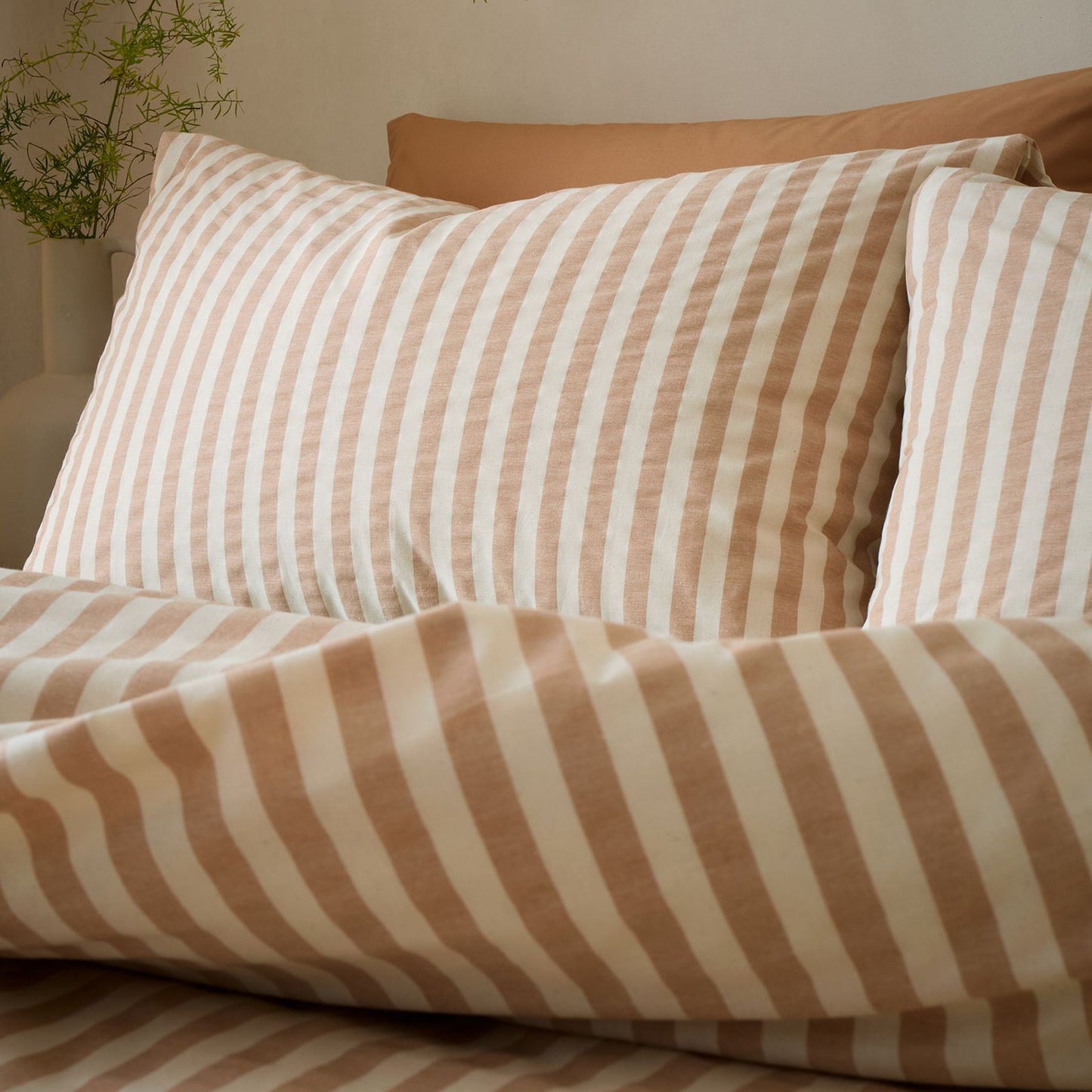 Pineapple Elephant Cotton Rich Woven Stripe Clay Duvet Cover Set