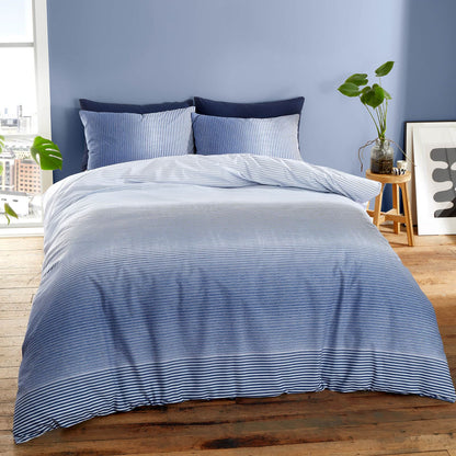 Graded Stripe Blue Duvet Cover Set