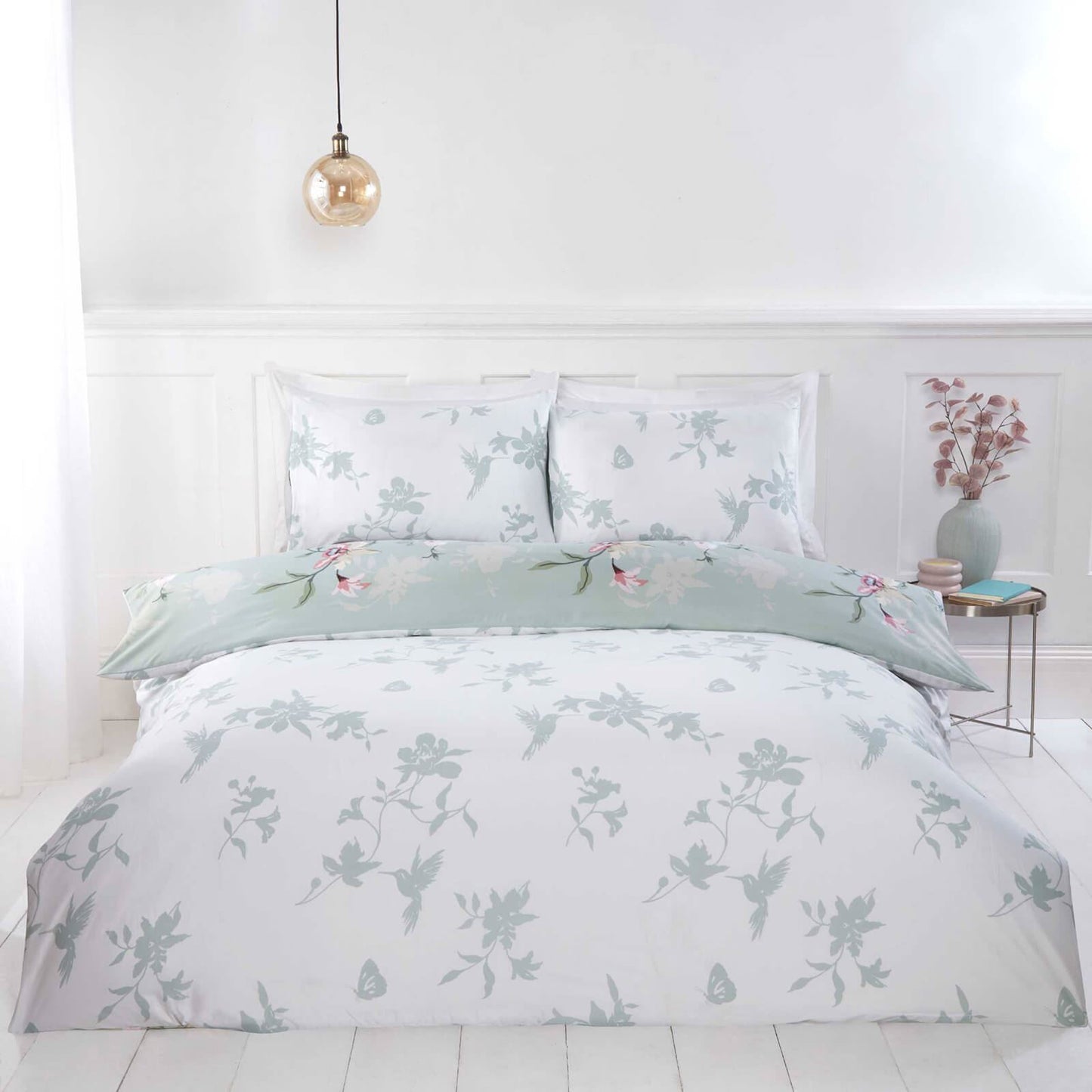 Hummingbird Micro Fiber Green Duvet Set