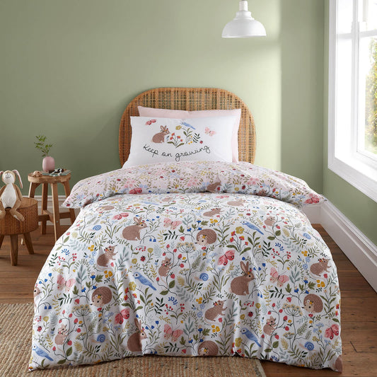 Garden Animals White Duvet Cover Set