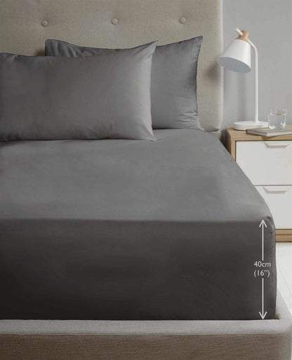 SND Percale 16" Charcoal Fitted Sheet