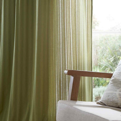 Zofia Broderie Anglaise Olive Green Curtain Voile Panel