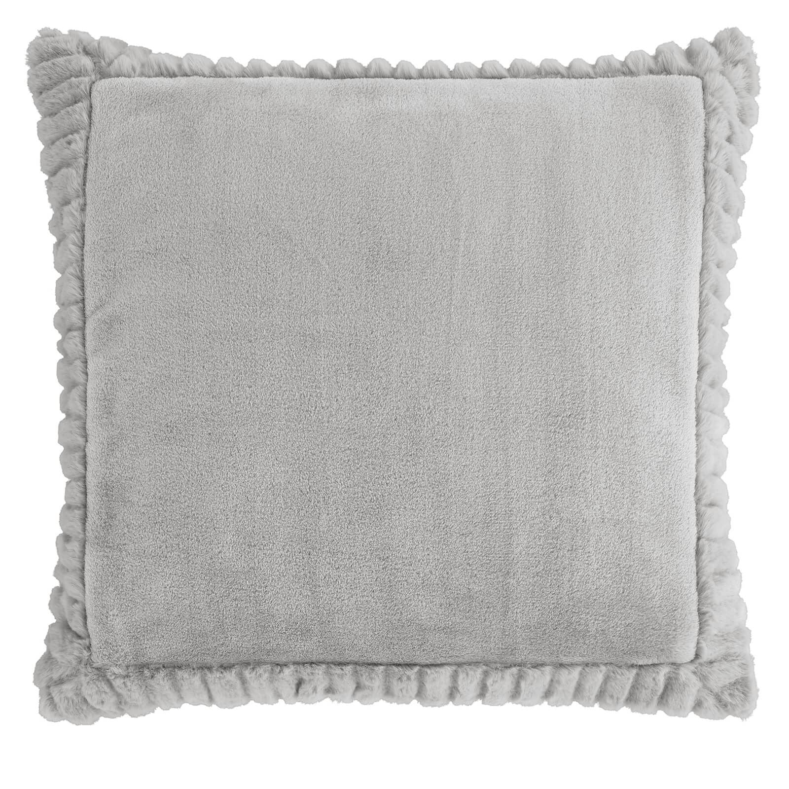 Velvet And Faux Fur Silver Filled Cushion