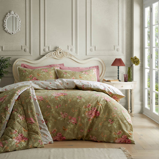 Penelope Floral Green Duvet Cover Set