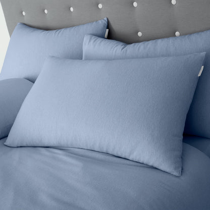 Brushed Cotton Standard Pillow case Pair with envelope closure Blue