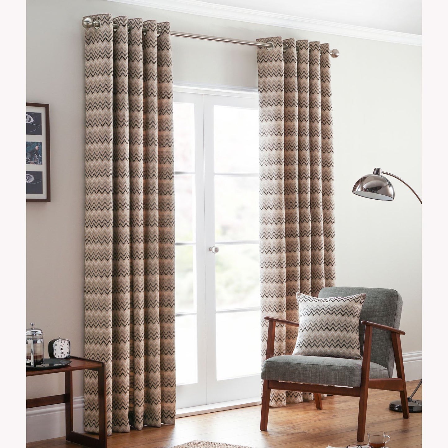 Rio Monochrome Eyelet Curtains