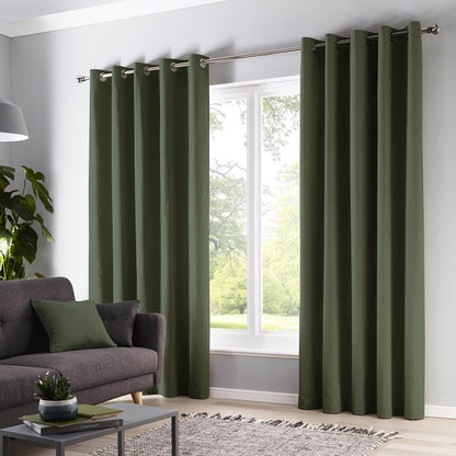 Sorbonne Bottle Green Eyelet Curtains