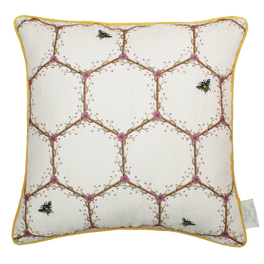 Honeycomb Printed Cream Cushion Cover