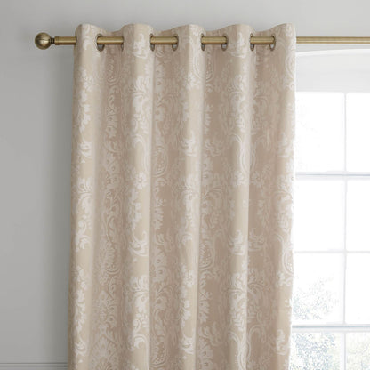 Damask Natural Eyelet Curtains