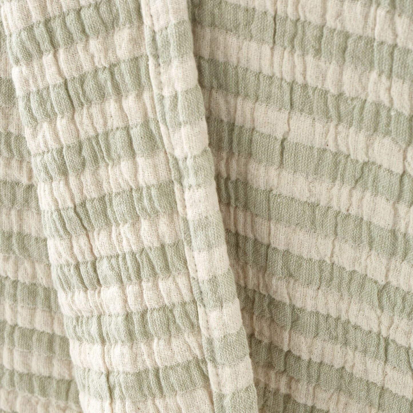 Bianca Fine Linens Cotton Muslin Stripe Blanket Throw Green - 150x200cm