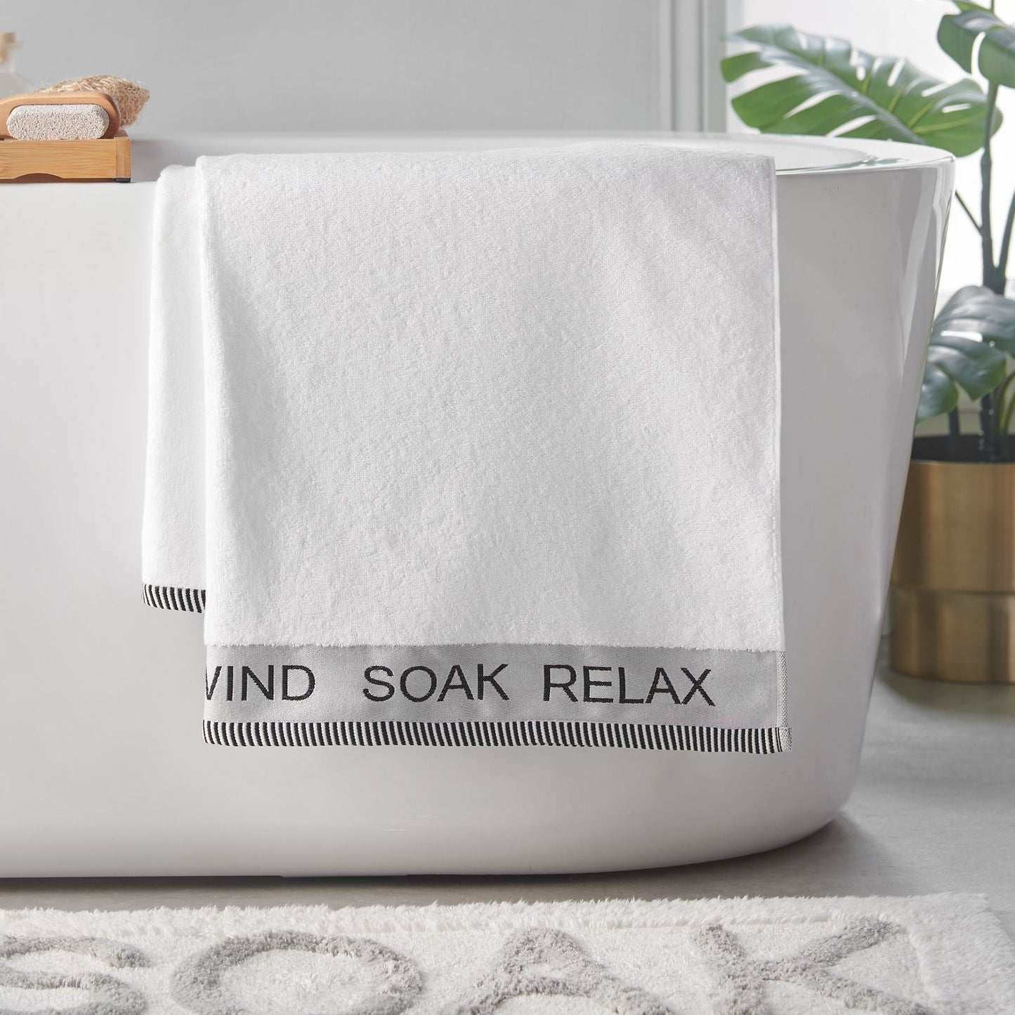 Catherine Lansfield Relax and Unwind White Towel and Sheet