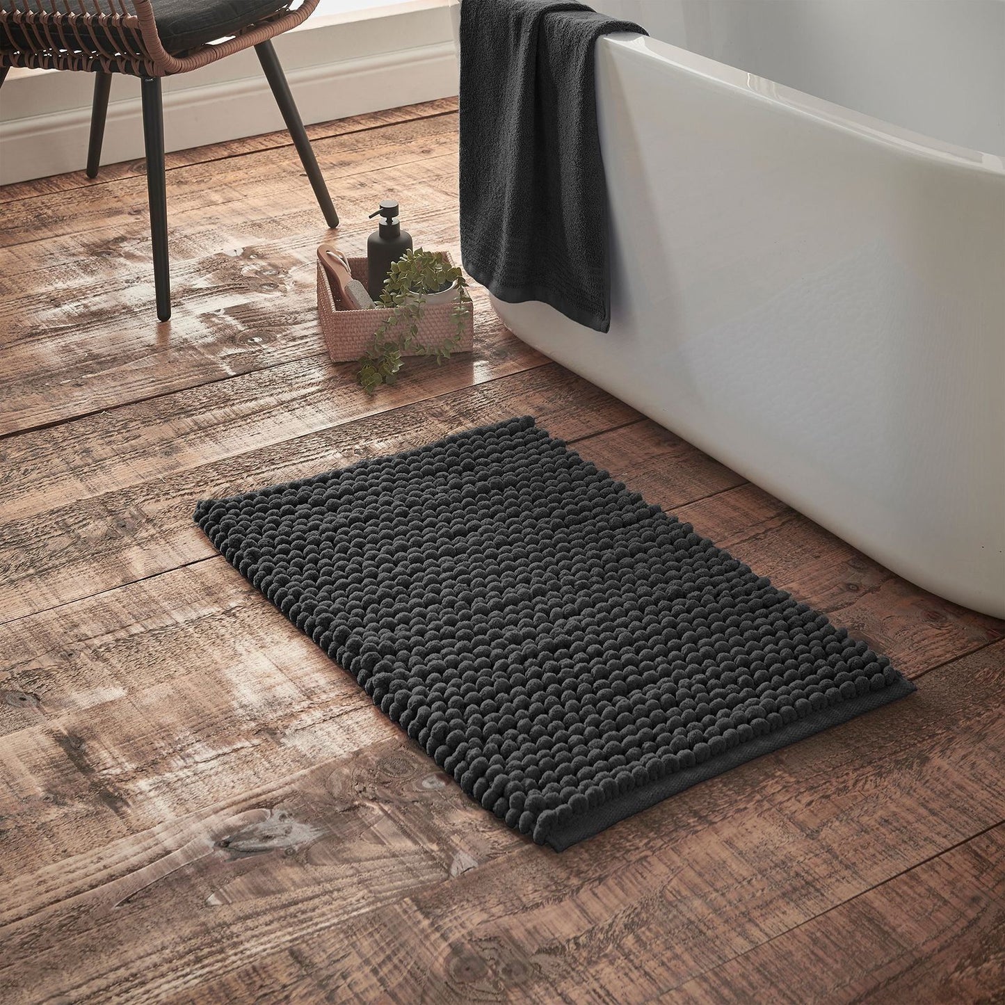 Bianca Aspen Bobble Black  - Bath Mat