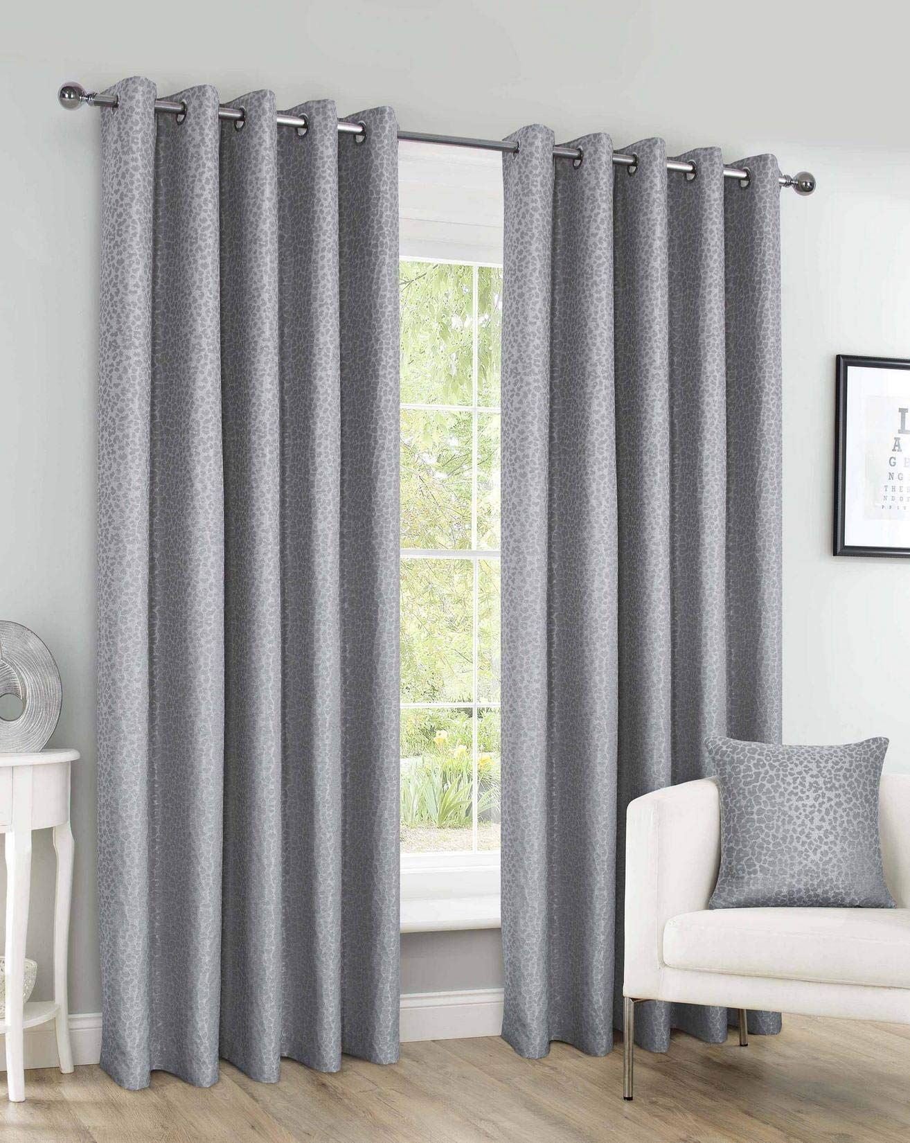 Sahara Silver Eyelet Curtains