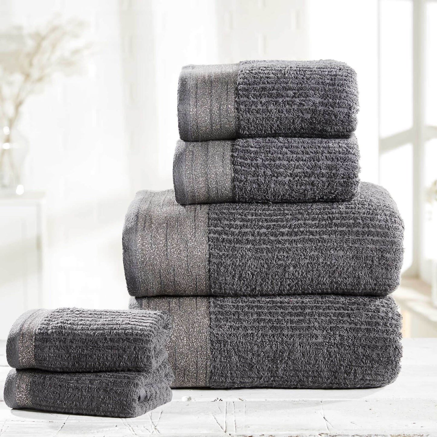 Mayfair Charcoal/Silver Hand Towel