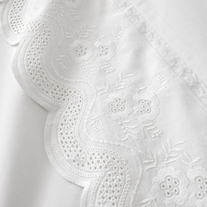 Bianca Fine Linens Elise Lace Cotton Bedding Duvet Cover Set White