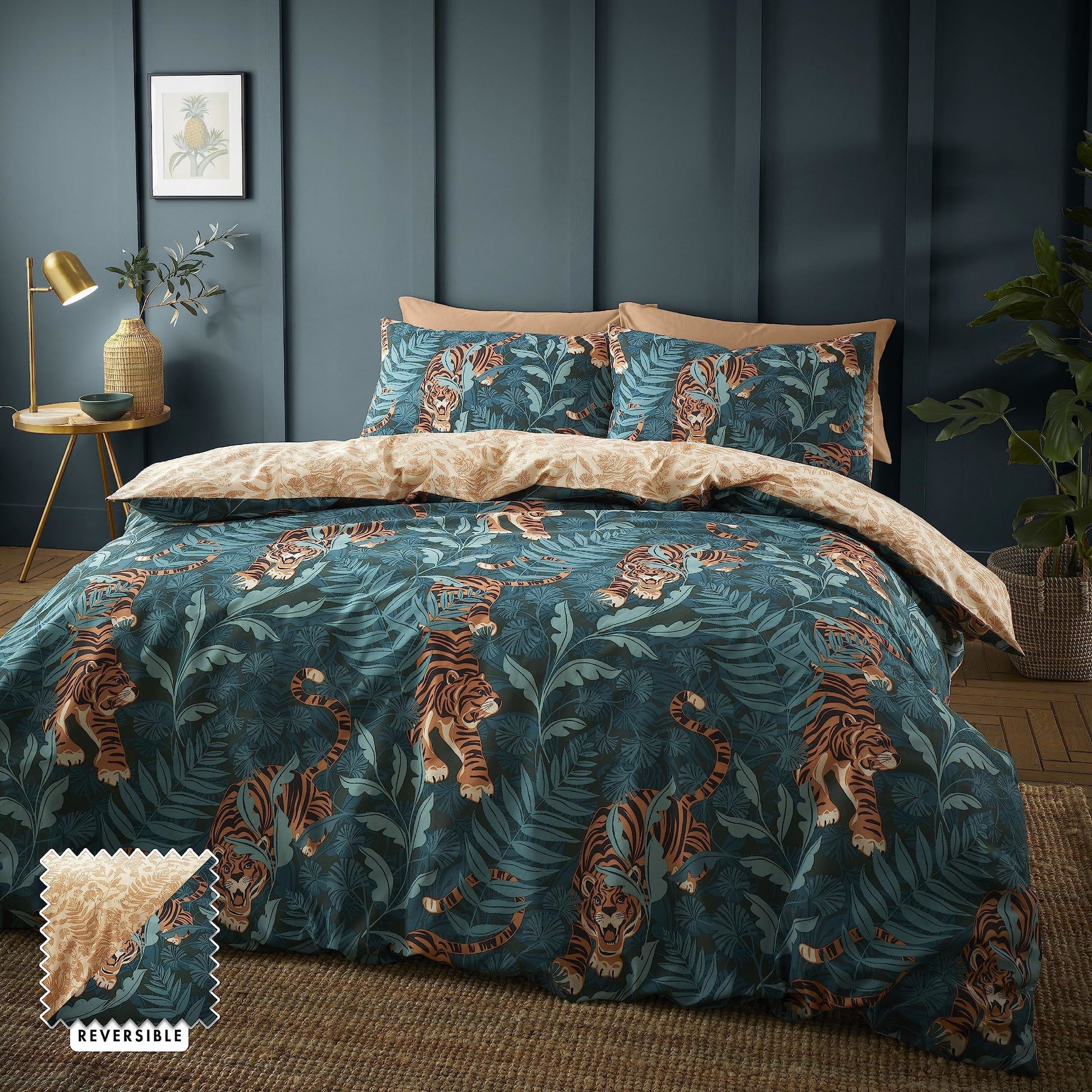 Tropic Tiger Leaf Green Duvet Set