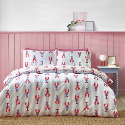 Sassy B Lobster Stripe Pink / Blue Duvet Cover Set