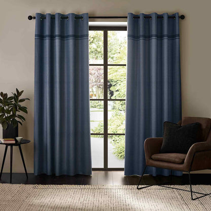 Melville Lined Blue Curtains Two Panels