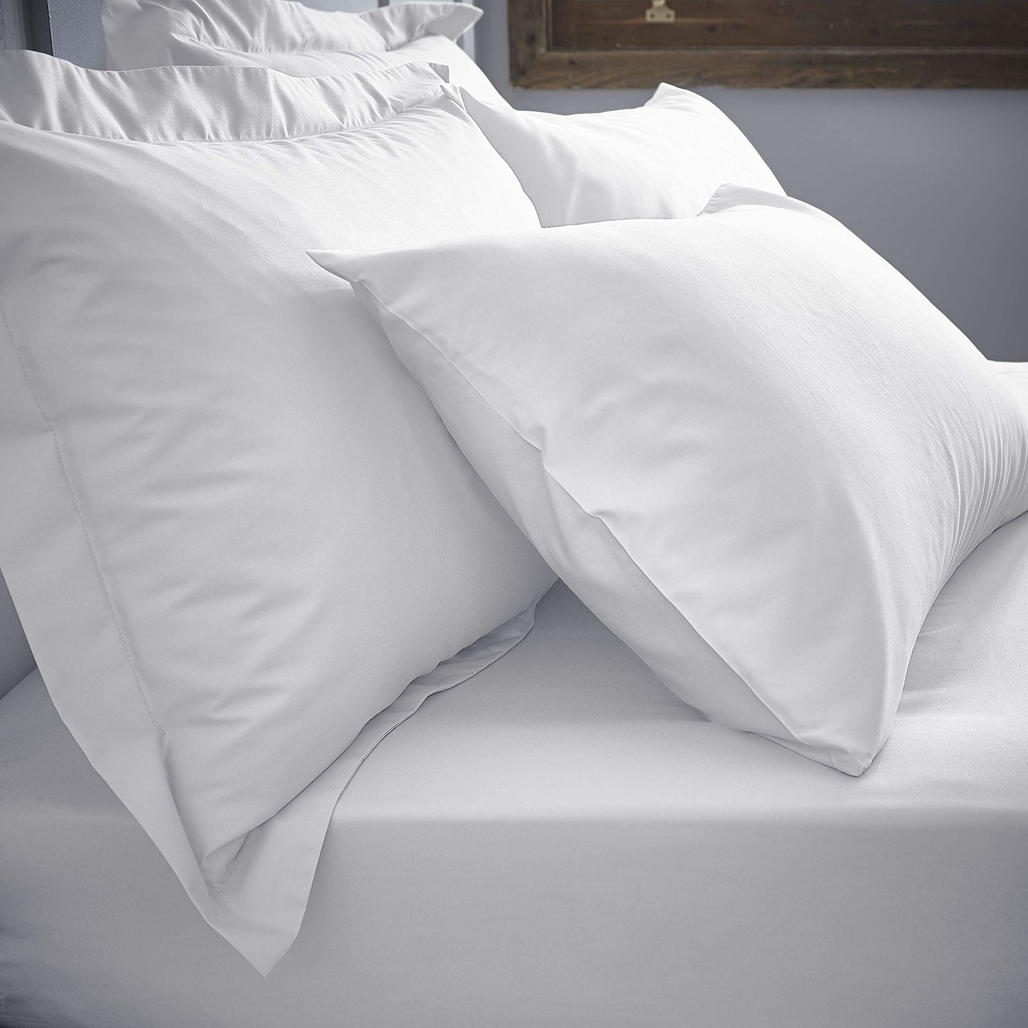 200TC Cotton Percale White Oxford Pillowcase Pair