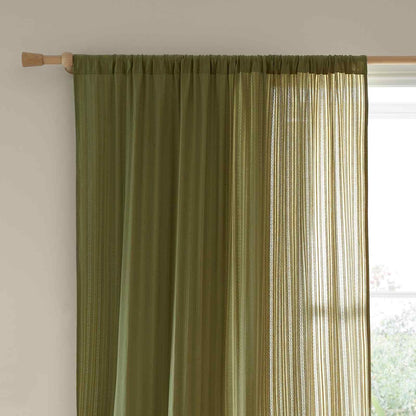 Zofia Broderie Anglaise Olive Green Curtain Voile Panel