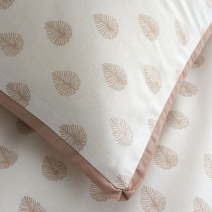 Emily Bond Jaipur Leaves Printed Reversible Cotton Bedding Duvet Cover Set Cream / Natural