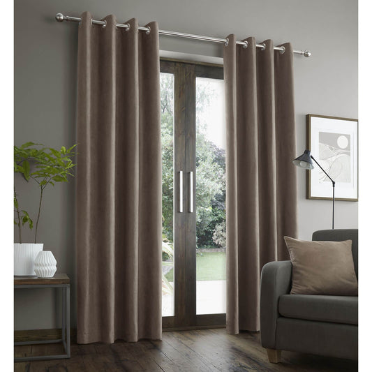 Faux Suede Mink Eyelet Curtains