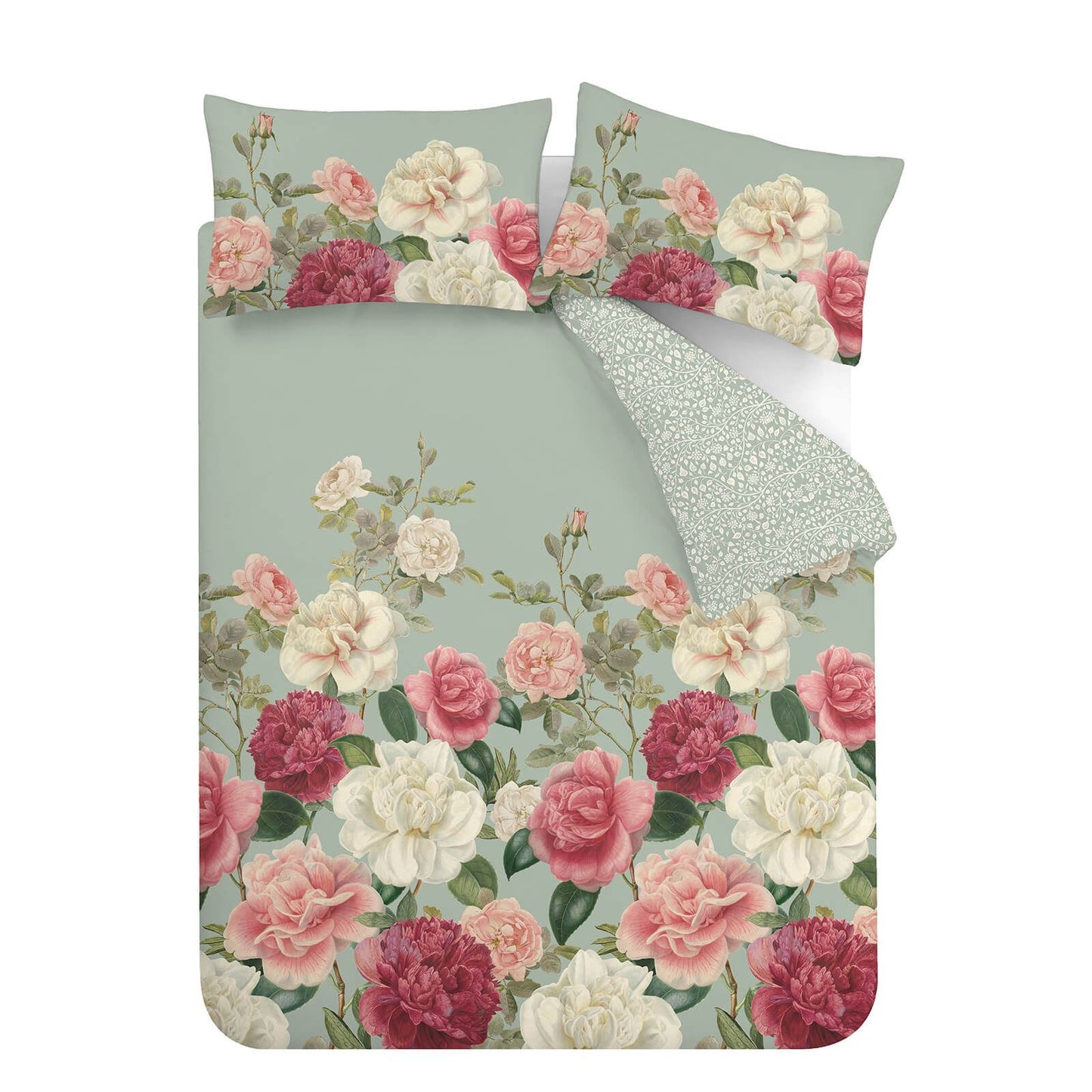 Rose Garden Green Duvet Cover Set