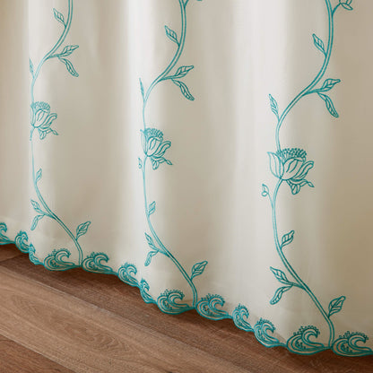 Exeter Teal Pencil Pleat Curtains