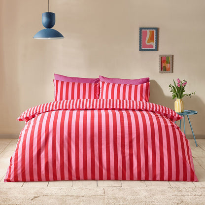 Sassy B Stripe Tease Red Duvet Cover Set