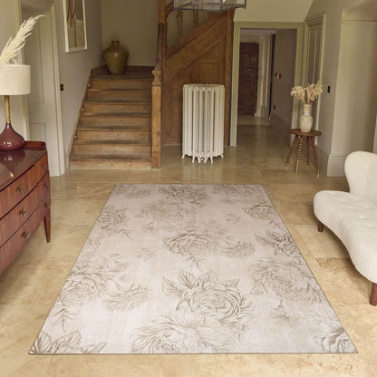 Hug Rug Eco-Washable Muted Floral Beige 75x220