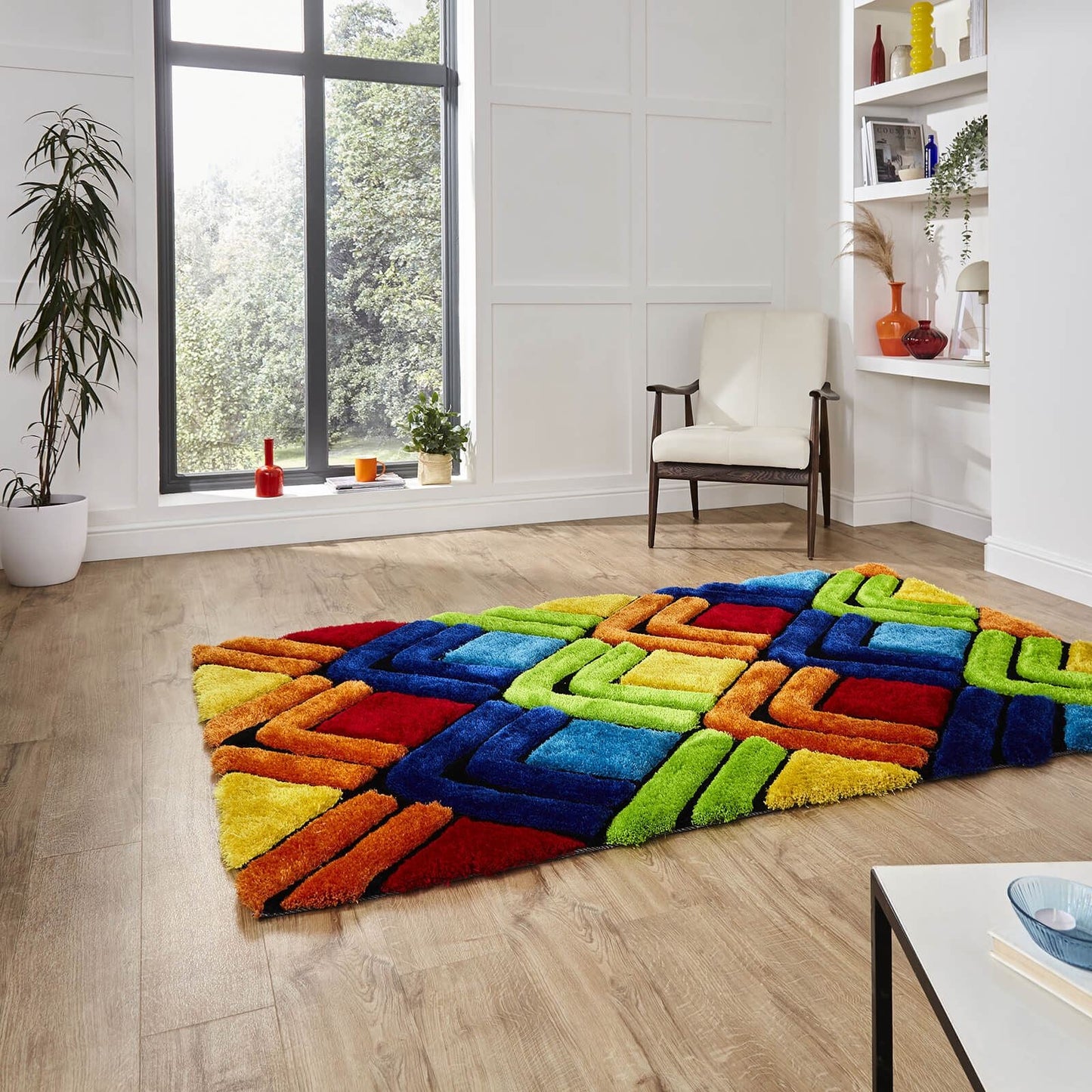 Noble House 8199 Multi Shaggy Rug