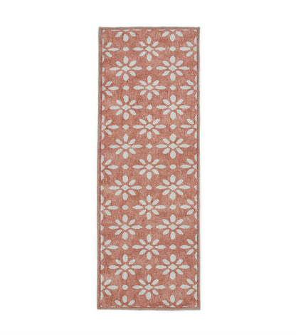 Coral H1062 Orange Modern Washable Rug