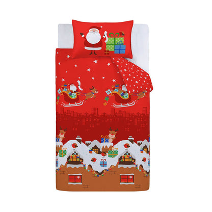 Santa's Christmas Presents Red Duvet Cover Set