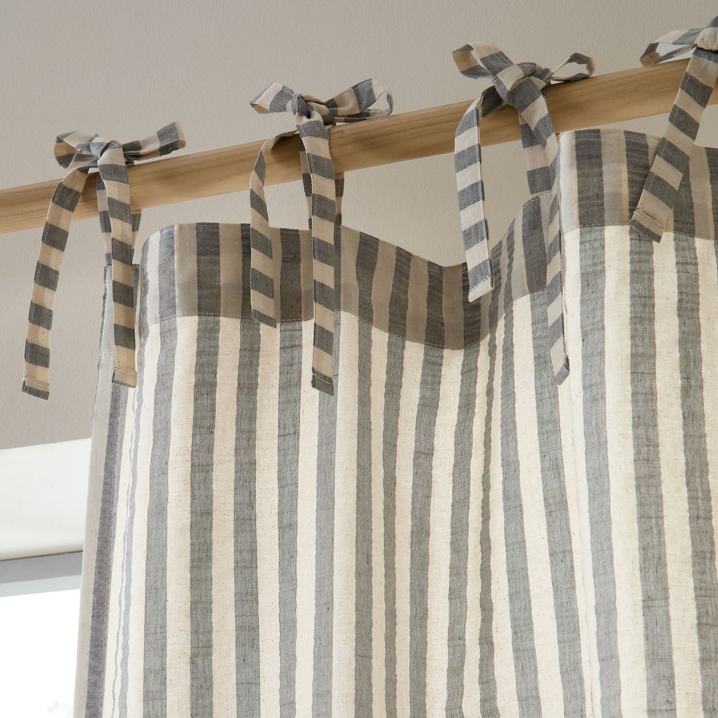 Pineapple Elephant Zanzibar Woven Stripe Grey Curtain Voile Panel