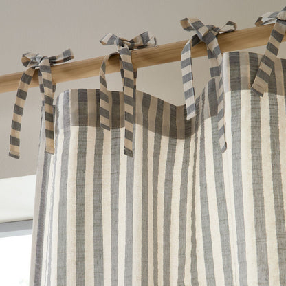 Pineapple Elephant Zanzibar Woven Stripe Grey Curtain Voile Panel