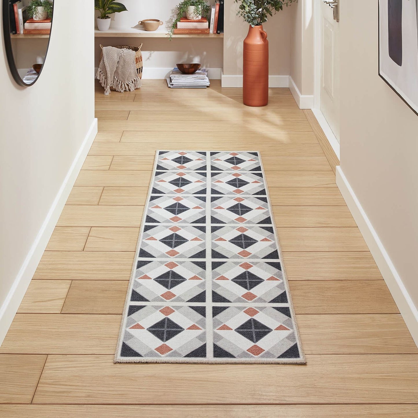 Victoria H1190 Grey/Orange Washable Rug