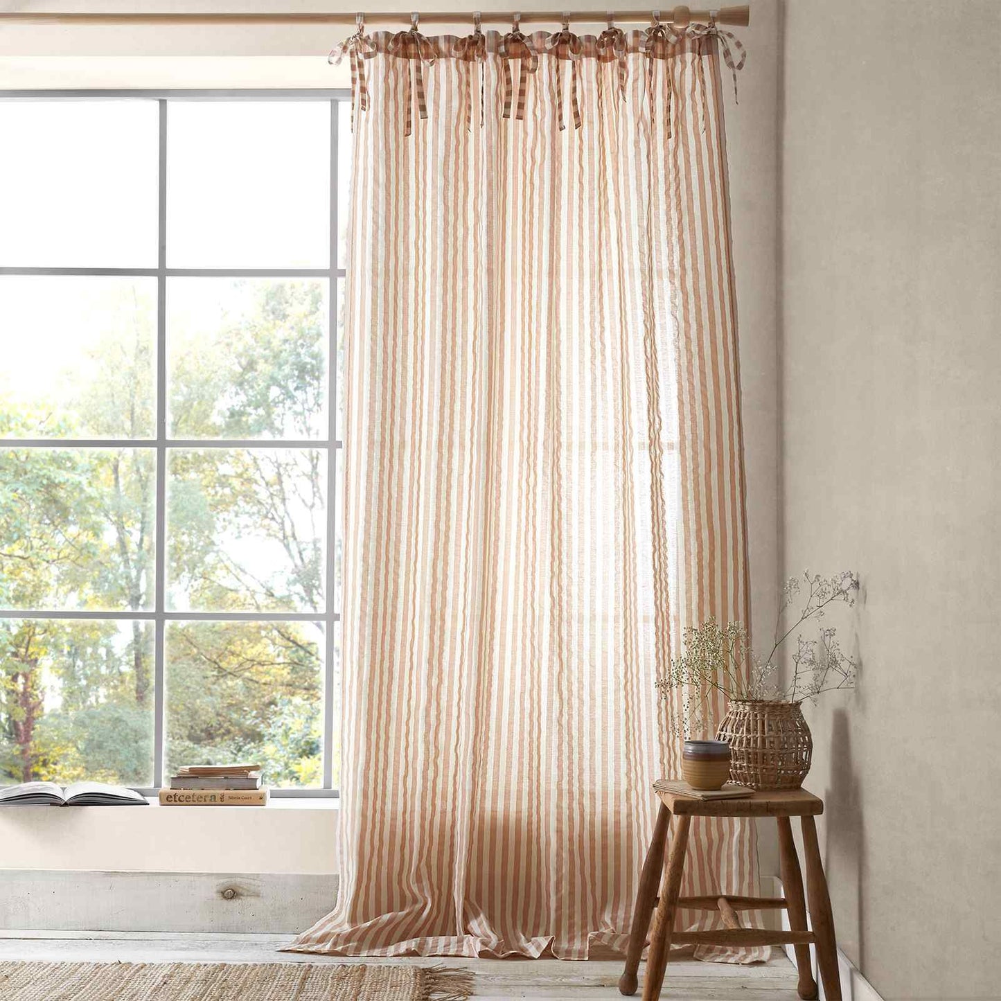 Zanzibar Yarn Dyed Stripe Clay Curtain Panel