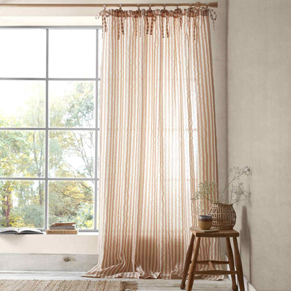 Zanzibar Yarn Dyed Stripe Clay Curtain Panel