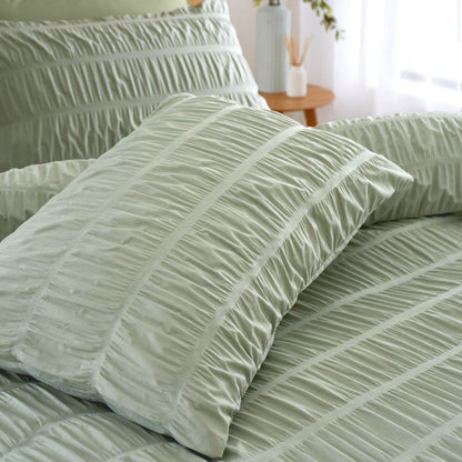 Seersucker Sage Green Duvet Cover Set