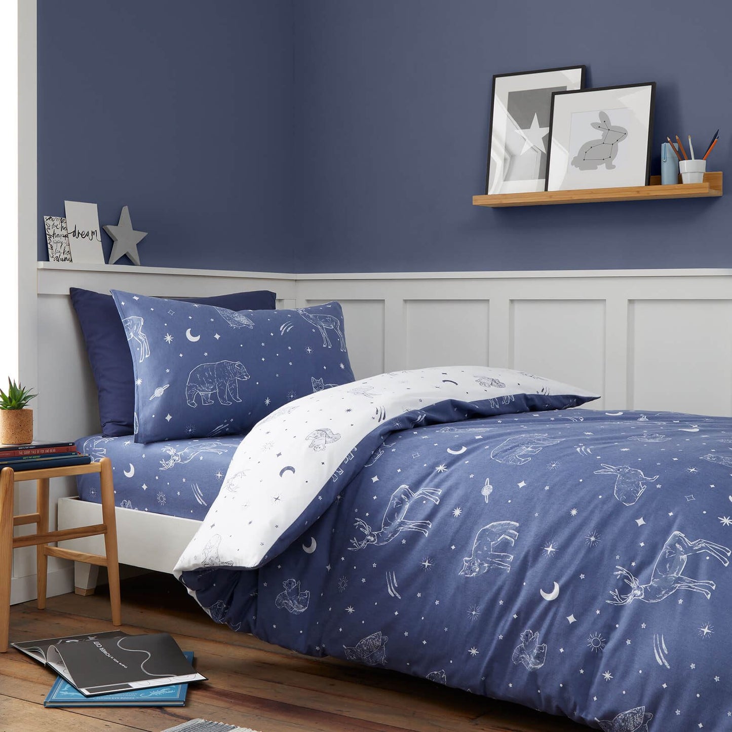 Brushed Starlight Animals White Duvet Cover Set