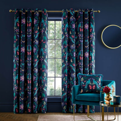 Mya Navy Blue Curtains Two Panels