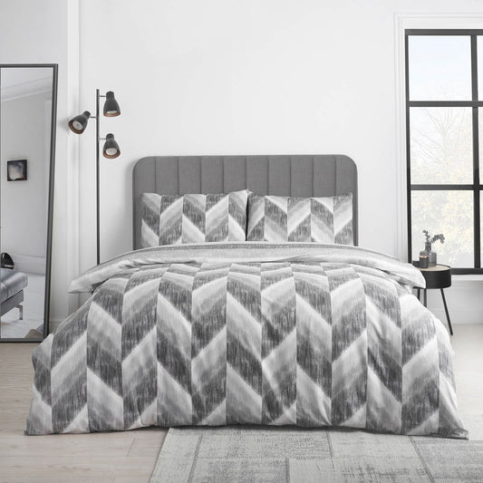 Kamari Stripe Charcoal Grey Duvet Cover Set