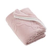Catherine Lansfield Carved Bow Cosy Fleece Blanket Throw Pink - 130x170cm