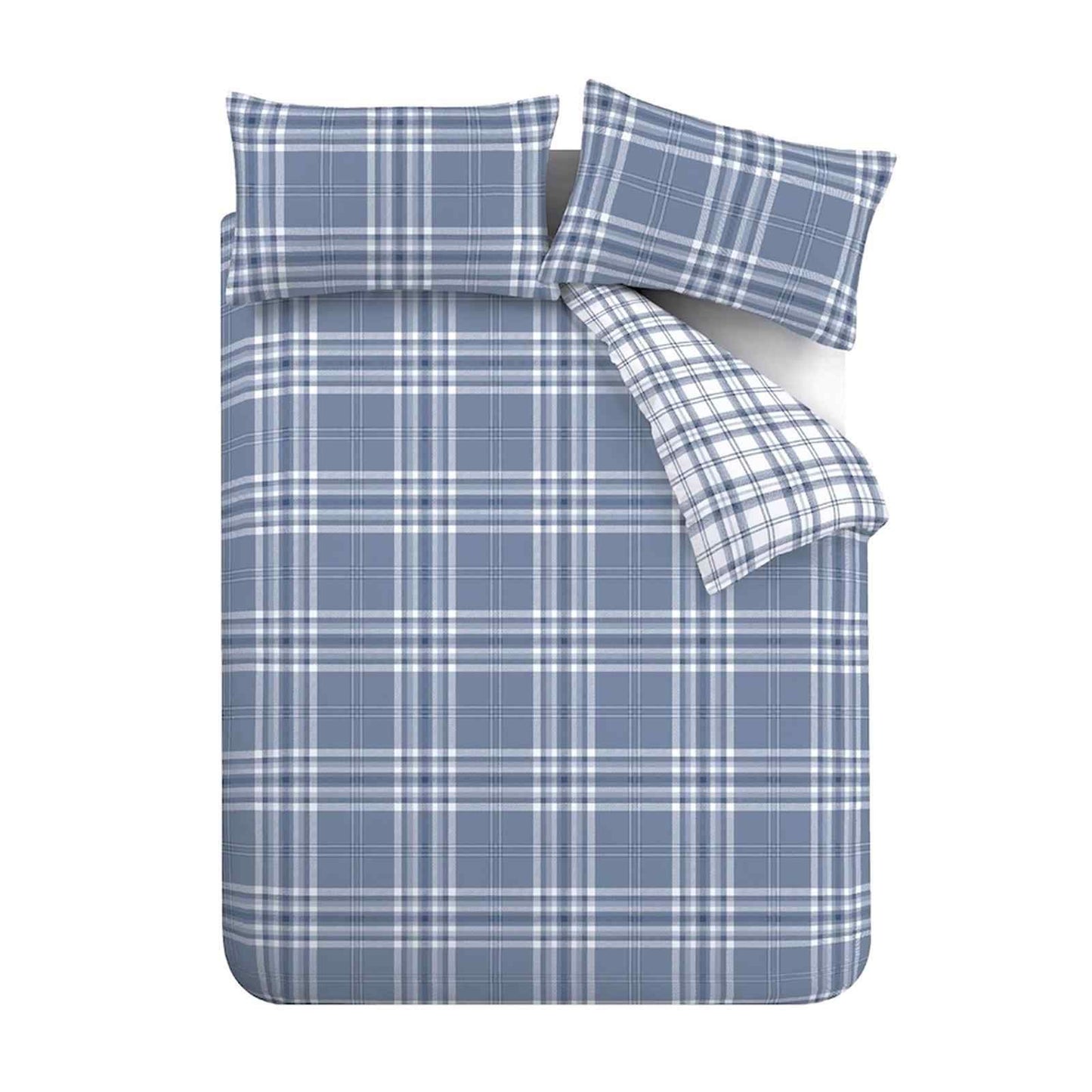Kelso Check Lansfield Blue Duvet Cover Set