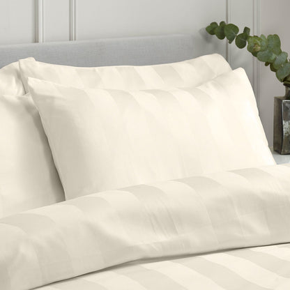 Catherine Lansfield So Soft Satin Stripe Cream Duvet Cover Set